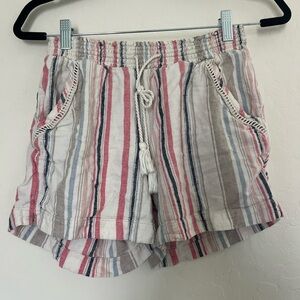 Briggs Women’s Shorts Linen Blend Striped Beach Resort Vacation Pants Small